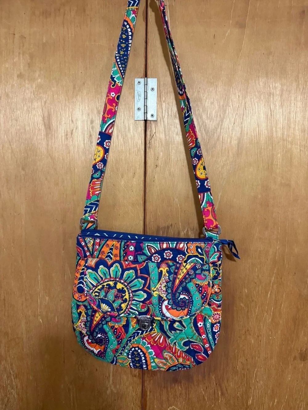 Retired Vera Bradley Venetian Paisley Crossbody Bag - Navy, Teal, Pink, Orange